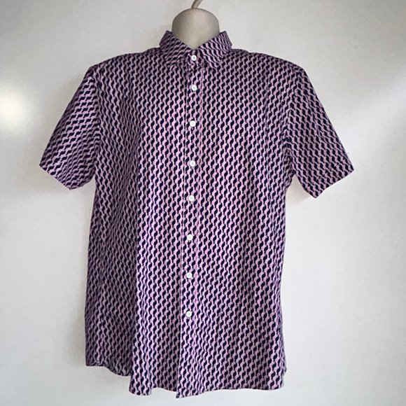 RODD & GUNN Sport Fit Pink Blue Parrot Short Sleeve Button Up Shirt Mens Size XL - Picture 1 of 9